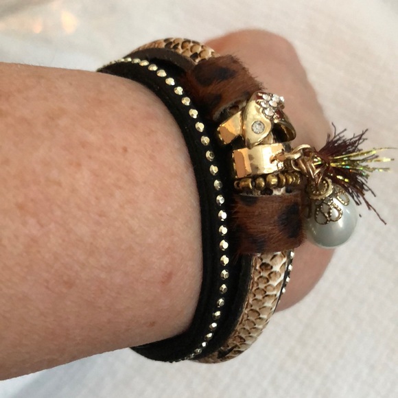Tribal bling wrap bracelet leather studded - Picture 3 of 5